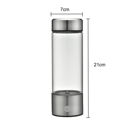 Technical dimensions of Portable Hydrogen Water Generator – 21cm tall and 7cm wide with sleek stainless steel design.